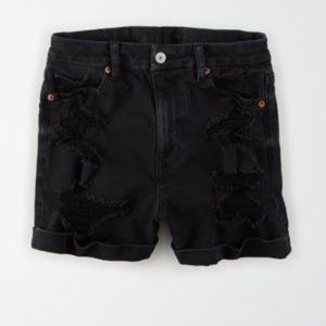AE Stretch Curvy Denim Mom Short - Black Wash Destroy - Size 4